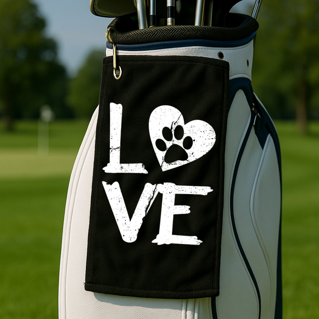 Love Paw In Heart Golf Towel