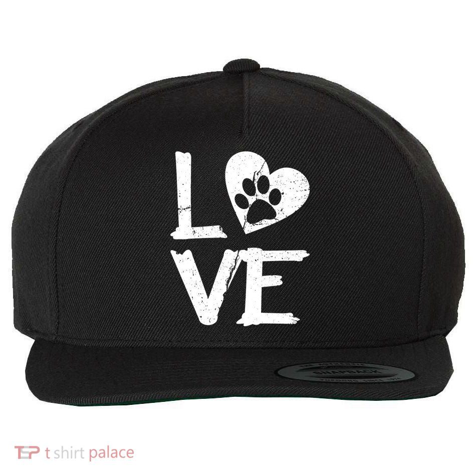 Love Paw In Heart Wool Snapback Cap