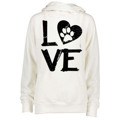 Love Paw In Heart Womens Funnel Neck Pullover Hood