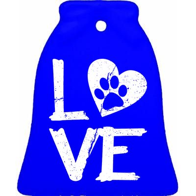 Love Paw In Heart Ceramic Bell Ornament