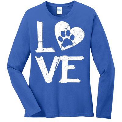 Love Paw In Heart Ladies Long Sleeve Shirt