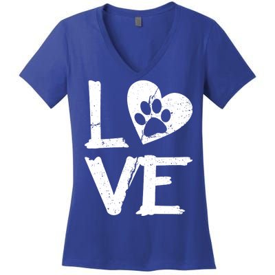 Love Paw In Heart Women's V-Neck T-Shirt