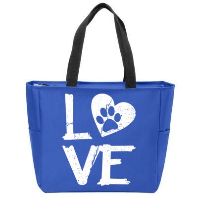 Love Paw In Heart Zip Tote Bag