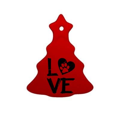 Love Paw In Heart Ceramic Tree Ornament