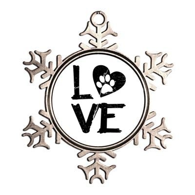 Love Paw In Heart Metallic Star Ornament