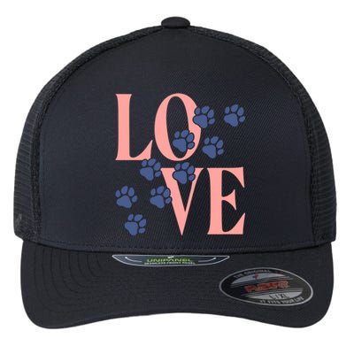 Love Paw Print Flexfit Unipanel Trucker Cap