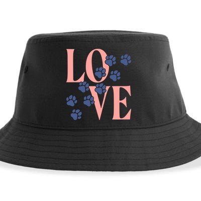 Love Paw Print Sustainable Bucket Hat
