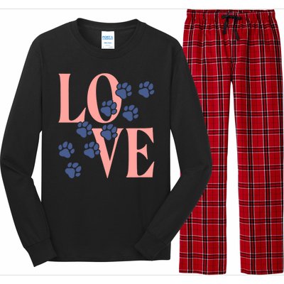 Love Paw Print Long Sleeve Pajama Set