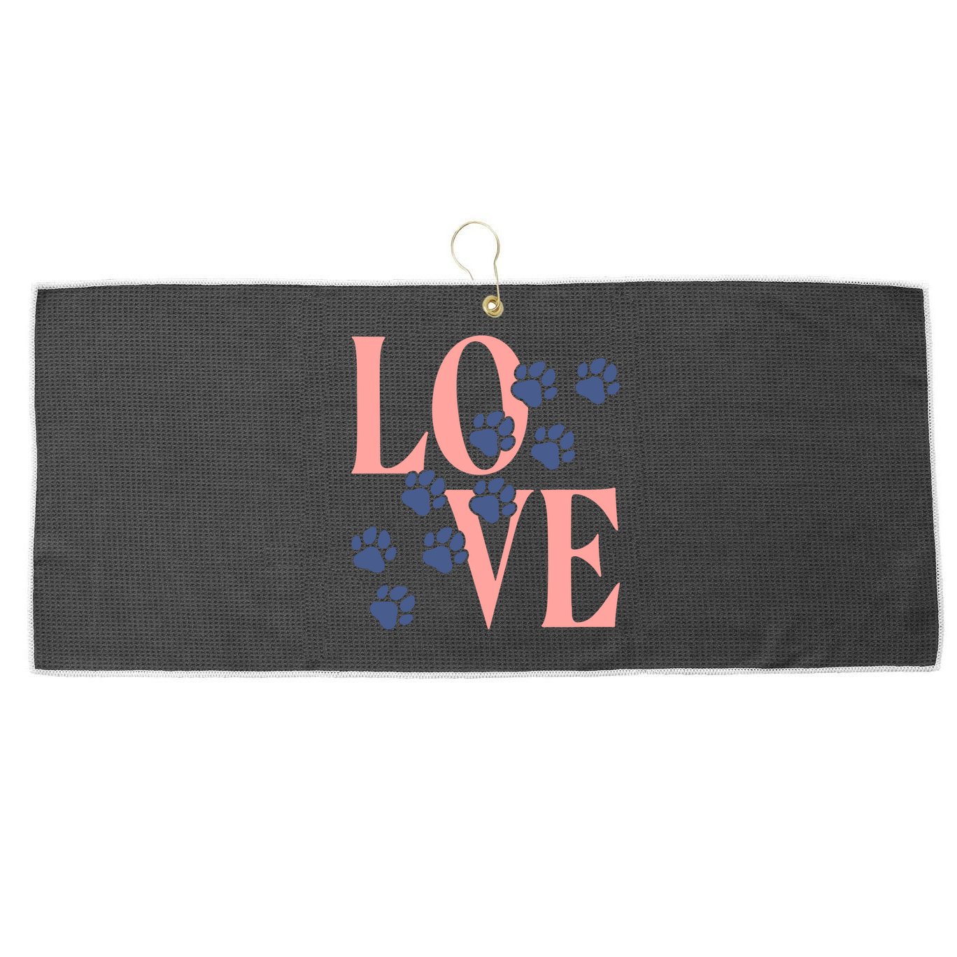 Love Paw Print Large Microfiber Waffle Golf Towel