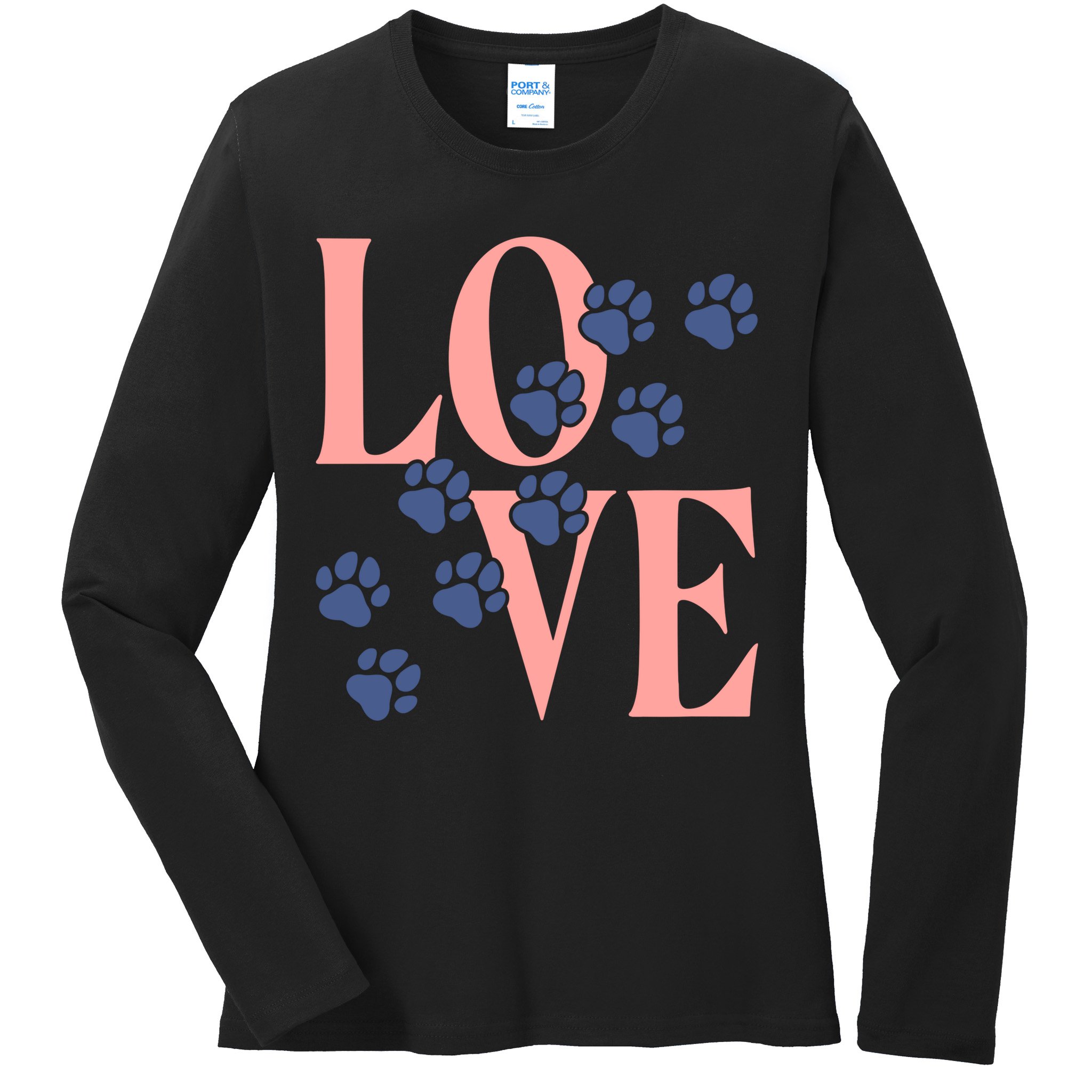 Love Paw Print Ladies Long Sleeve Shirt