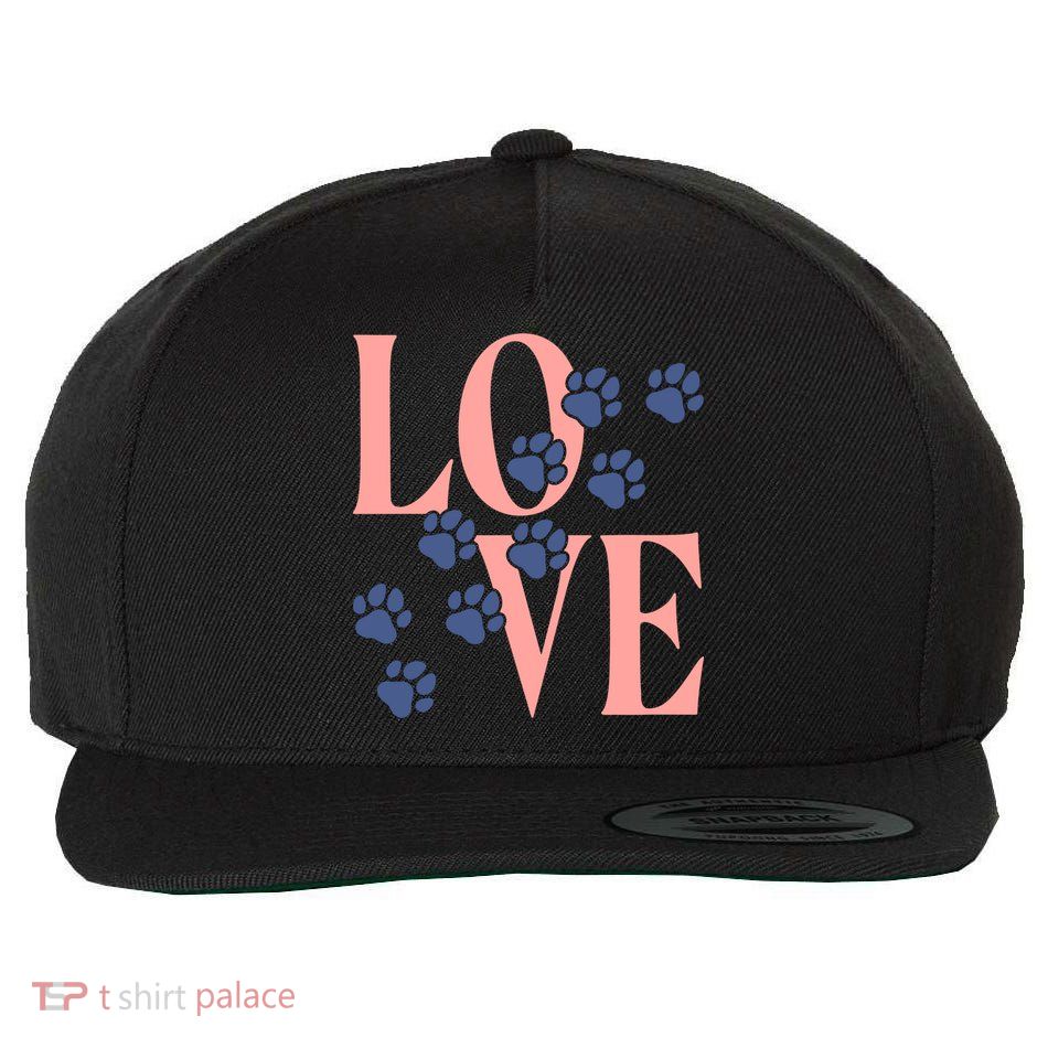 Love Paw Print Wool Snapback Cap
