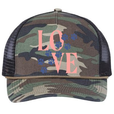 Love Paw Print Retro Rope Trucker Hat Cap