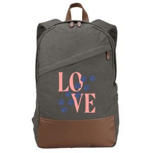 Love Paw Print Cotton Canvas Backpack