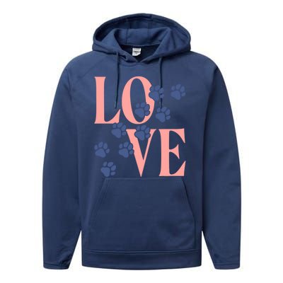 Love Paw Print Performance Fleece Hoodie