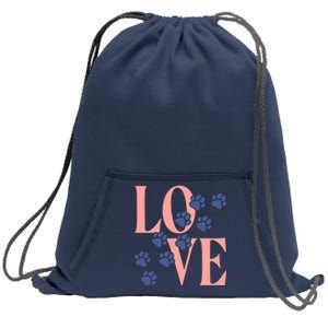 Love Paw Print Sweatshirt Cinch Pack Bag