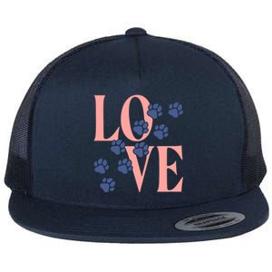 Love Paw Print Flat Bill Trucker Hat