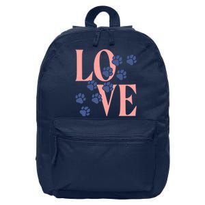 Love Paw Print 16 in Basic Backpack