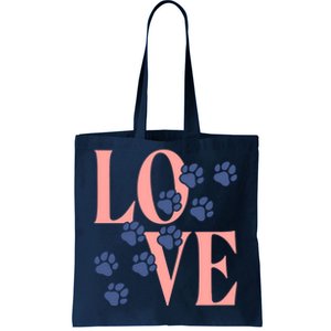 Love Paw Print Tote Bag