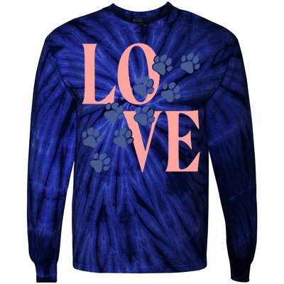 Love Paw Print Tie-Dye Long Sleeve Shirt