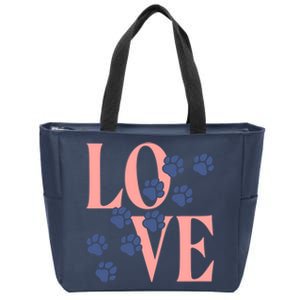 Love Paw Print Zip Tote Bag