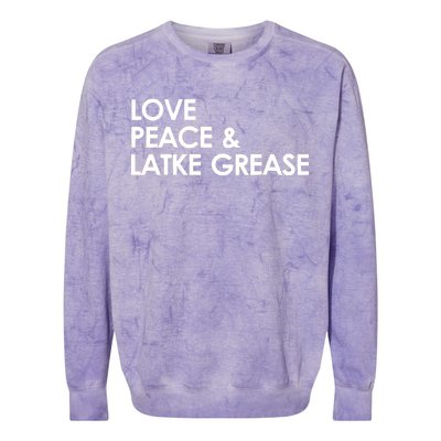 Love Peace & Latke Grease Funny Hanukkah Colorblast Crewneck Sweatshirt