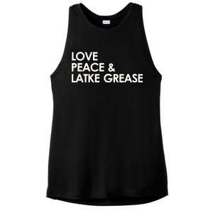 Love Peace & Latke Grease Funny Hanukkah Ladies PosiCharge Tri-Blend Wicking Tank