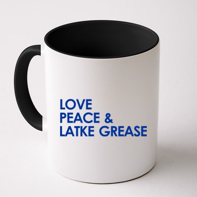 Love Peace & Latke Grease Funny Hanukkah Mug