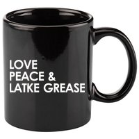Love Peace & Latke Grease Funny Hanukkah 11oz C Handle Ceramic Mug