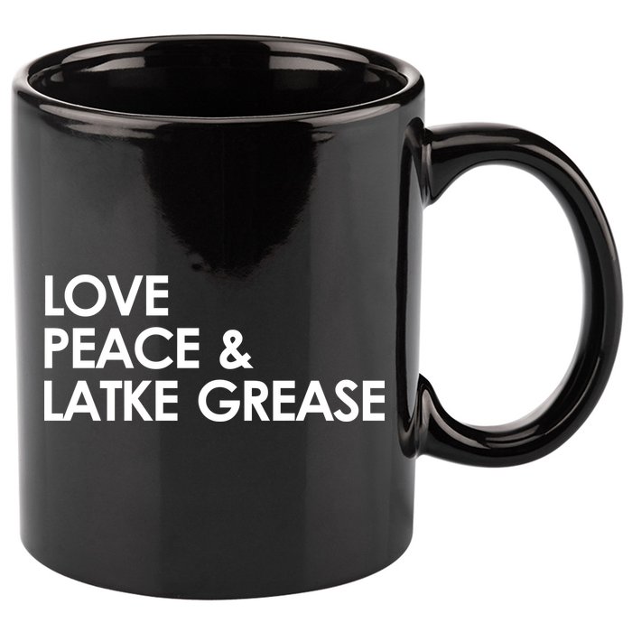 Love Peace & Latke Grease Funny Hanukkah 11oz C Handle Ceramic Mug