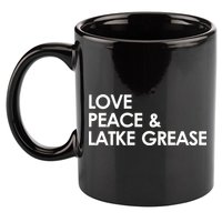 Love Peace & Latke Grease Funny Hanukkah 11oz C Handle Ceramic Mug