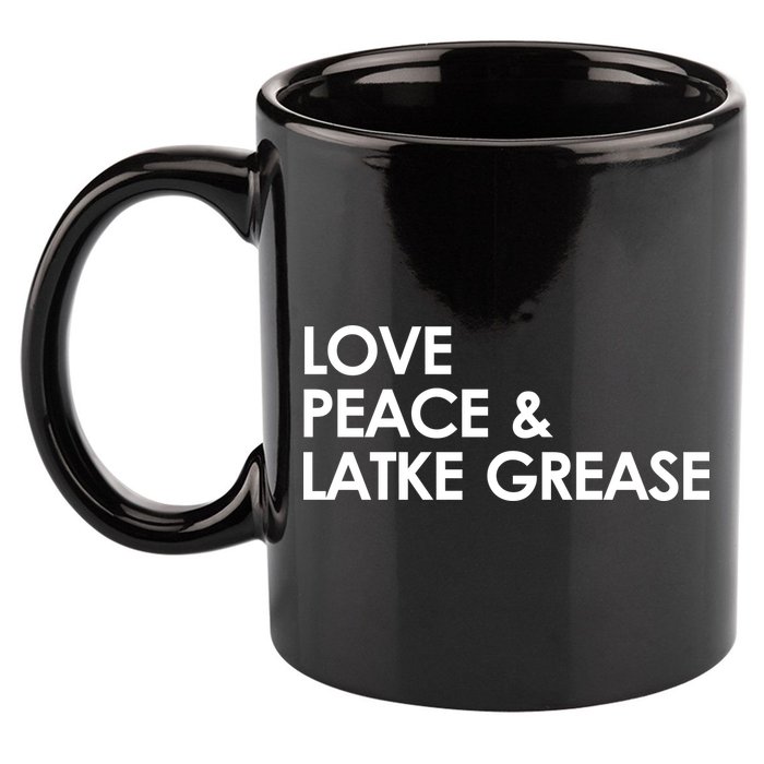Love Peace & Latke Grease Funny Hanukkah 11oz C Handle Ceramic Mug
