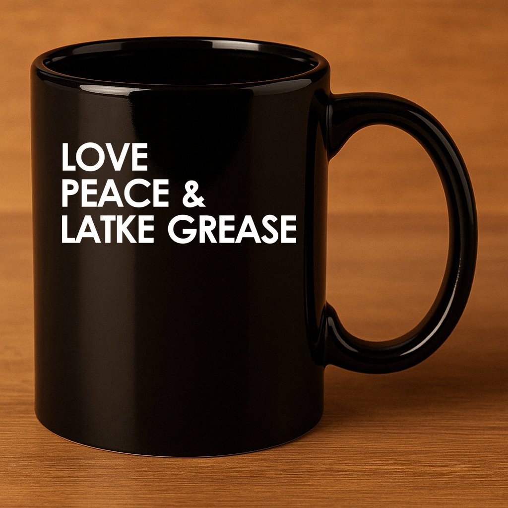 Love Peace & Latke Grease Funny Hanukkah 11oz C Handle Ceramic Mug