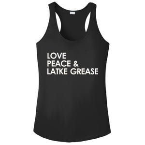 Love Peace & Latke Grease Funny Hanukkah Ladies PosiCharge Competitor Racerback Tank