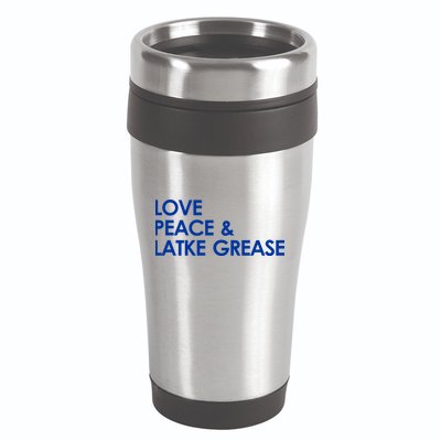 Love Peace & Latke Grease Funny Hanukkah 16oz Travel Tumbler