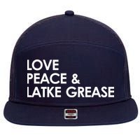 Love Peace & Latke Grease Funny Hanukkah 7 Panel Mesh Trucker Snapback Hat