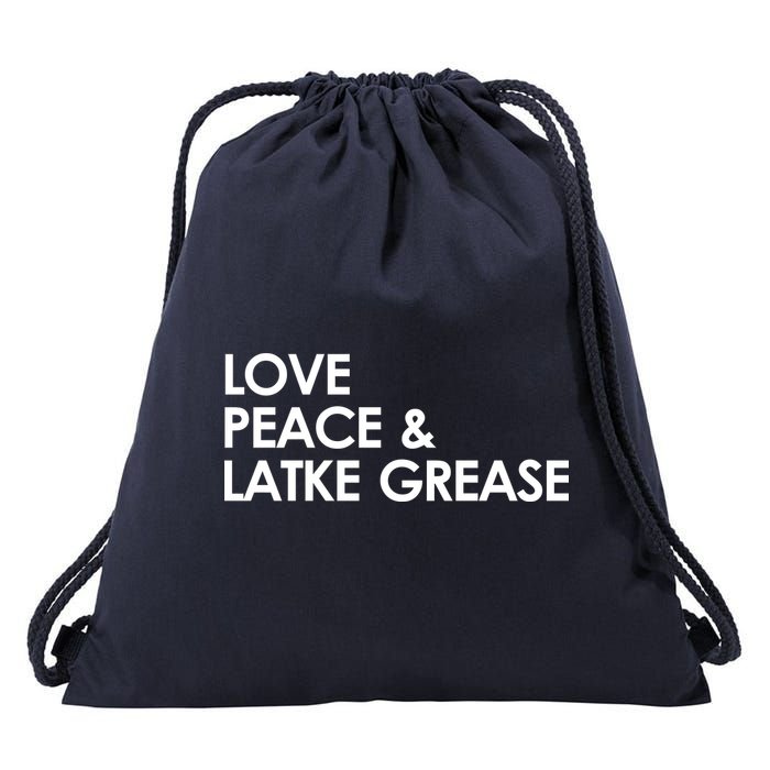 Love Peace & Latke Grease Funny Hanukkah Drawstring Bag