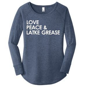 Love Peace & Latke Grease Funny Hanukkah Women's Perfect Tri Tunic Long Sleeve Shirt