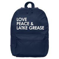 Love Peace & Latke Grease Funny Hanukkah 16 in Basic Backpack