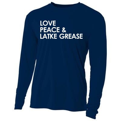 Love Peace & Latke Grease Funny Hanukkah Cooling Performance Long Sleeve Crew