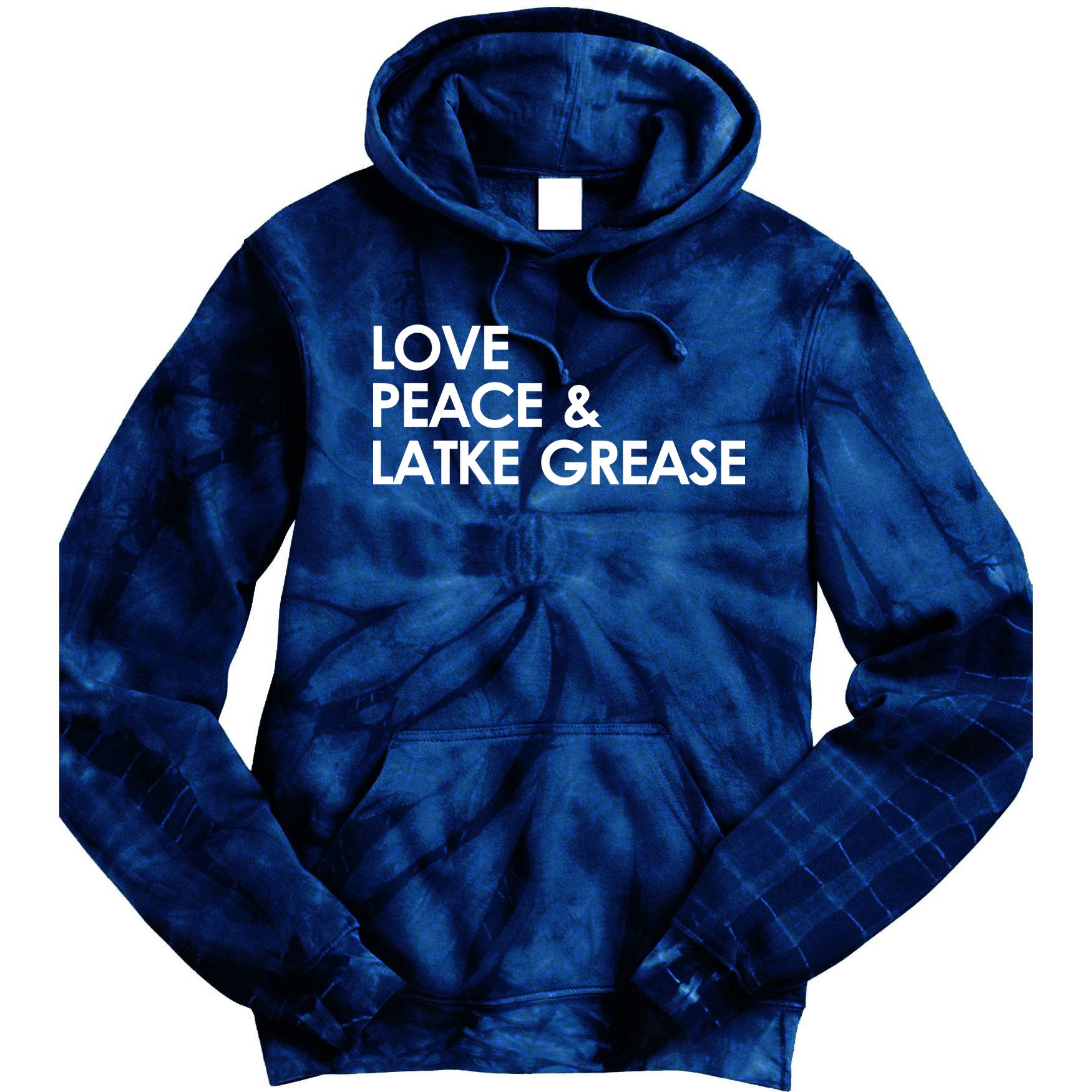Love Peace & Latke Grease Funny Hanukkah Tie Dye Hoodie