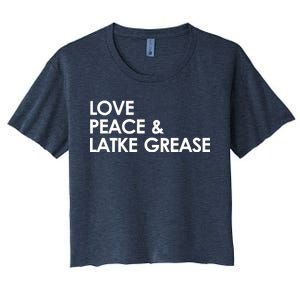 Love Peace & Latke Grease Funny Hanukkah Women's Crop Top Tee