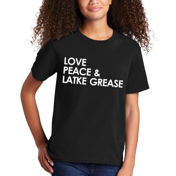 Love Peace & Latke Grease Funny Hanukkah Kids T-Shirt