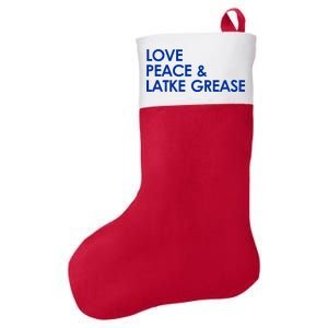 Love Peace & Latke Grease Funny Hanukkah Felt Holiday Christmas Stocking