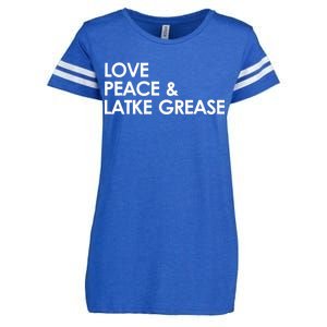 Love Peace & Latke Grease Funny Hanukkah Enza Ladies Jersey Football T-Shirt