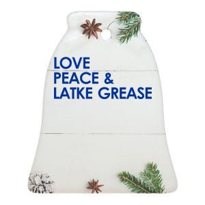 Love Peace & Latke Grease Funny Hanukkah Ceramic Bell Ornament