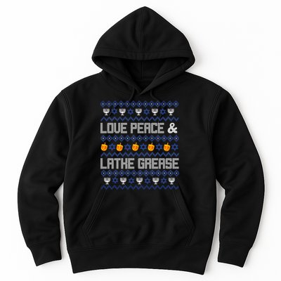 Love Peace & Latke Grease Hanukkah Ugly Hoodie