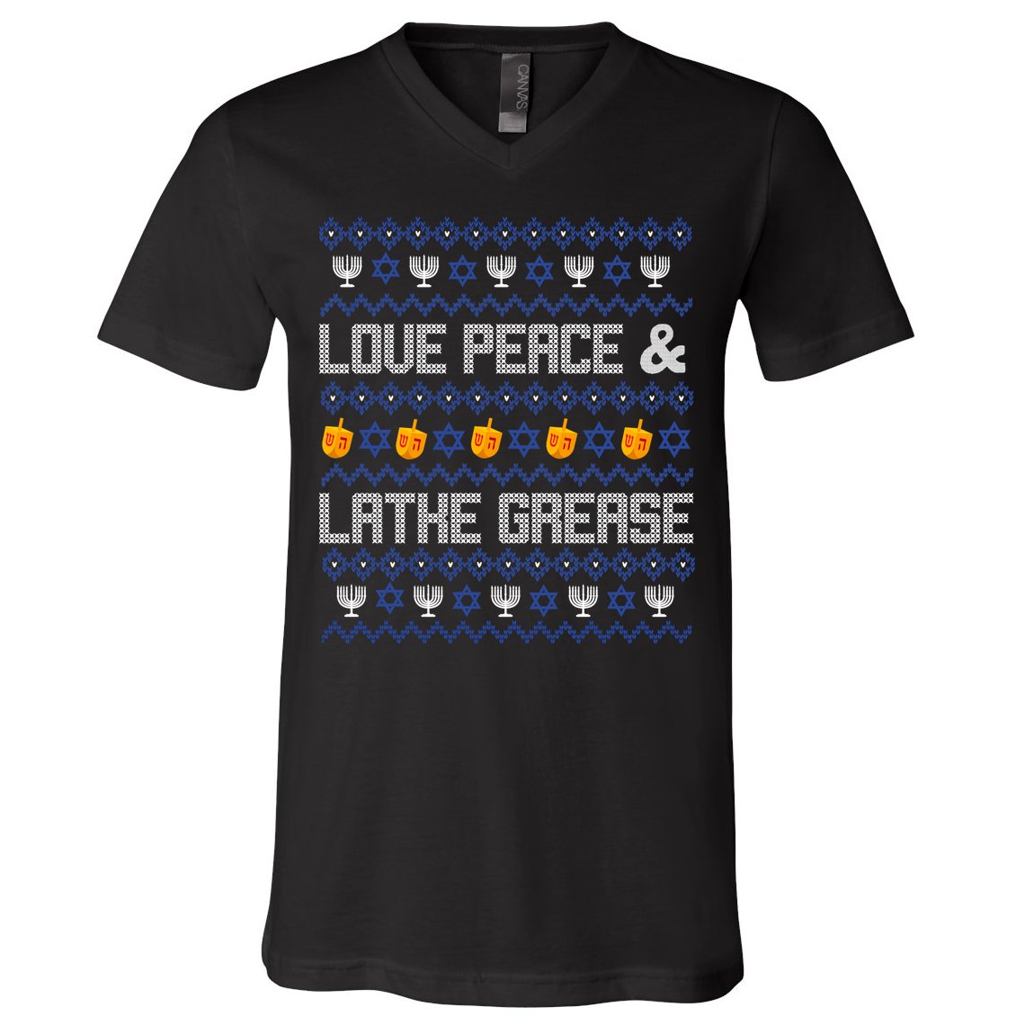 Love Peace & Latke Grease Hanukkah Ugly V-Neck T-Shirt