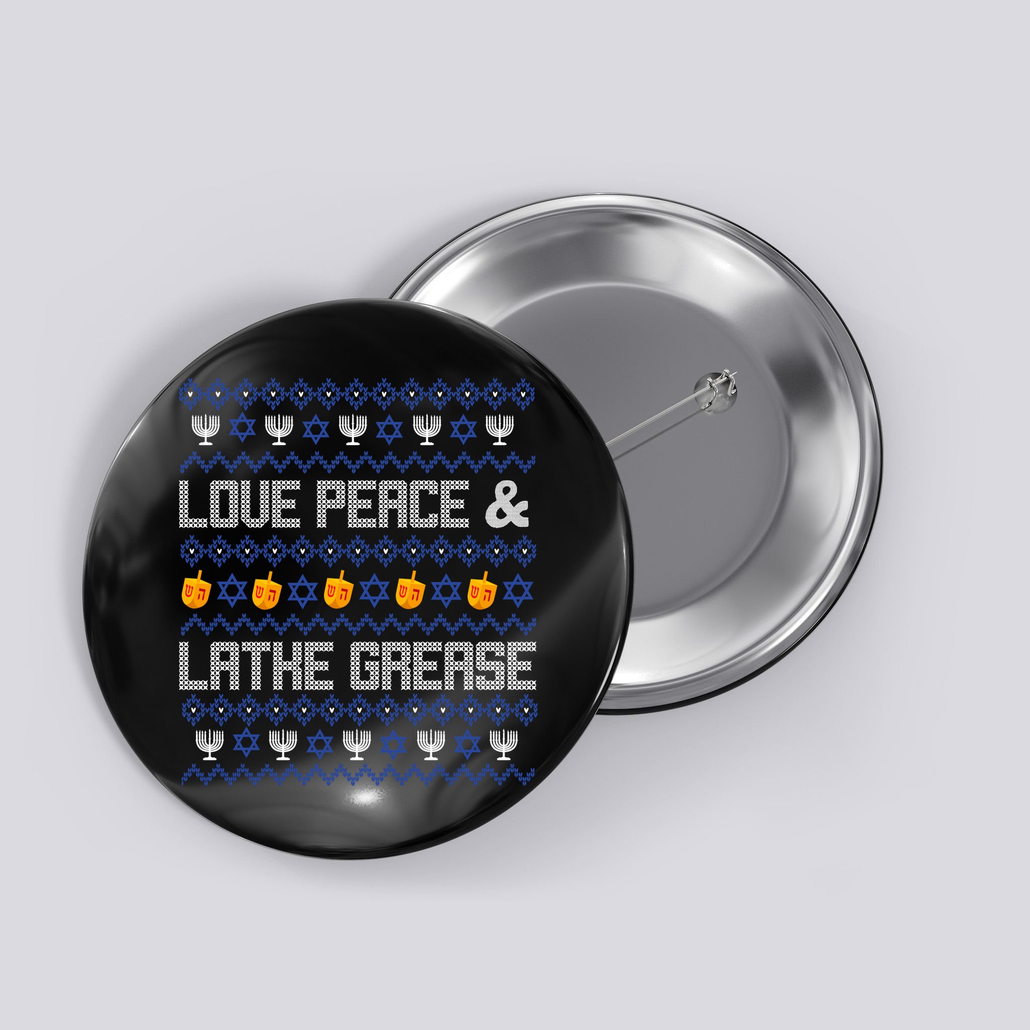 Love Peace & Latke Grease Hanukkah Ugly Button