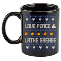 Love Peace & Latke Grease Hanukkah Ugly 11oz C Handle Ceramic Mug