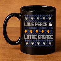 Love Peace & Latke Grease Hanukkah Ugly 11oz C Handle Ceramic Mug